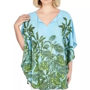 Ruby Rd Woman 1X Paradise Palms Resortwear Tassel Summer Poncho Tunic NWT NEW